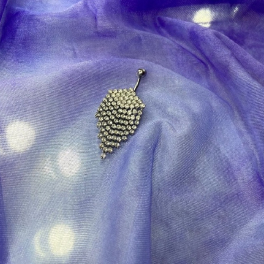 Pierced Nation Dangle Belly Button Ring Chandelier Silver Gems Jewelry Piercing - Picture 4 of 5